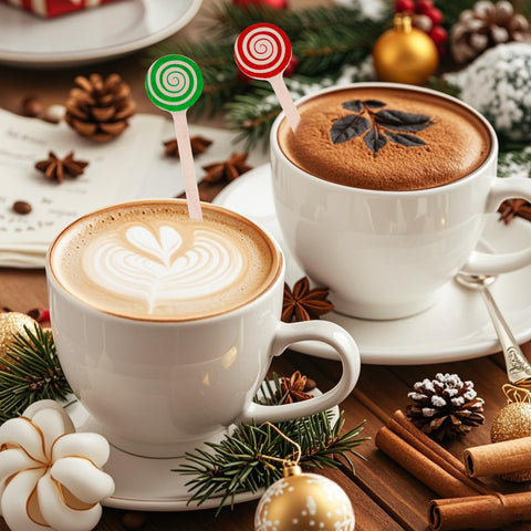 yeabwps Christmas design stirrers enhance party cups and displays