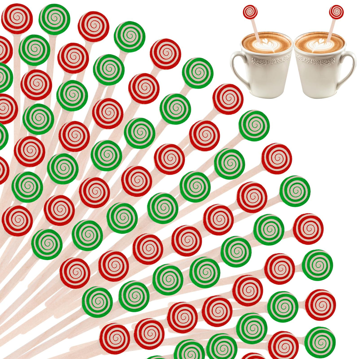 yeabwps Christmas wooden stirrers red and green for festive coffee stirring
