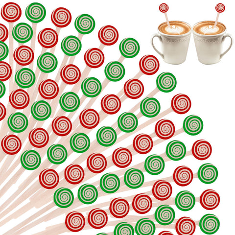 yeabwps Christmas wooden stirrers red and green for festive coffee stirring