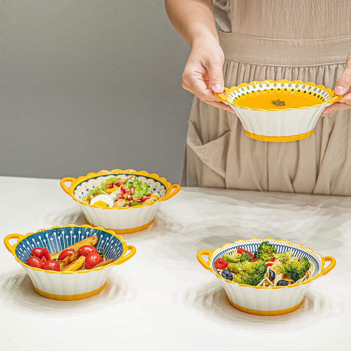 Yeacccng ceramic bowls show pattern to elevate table styling.