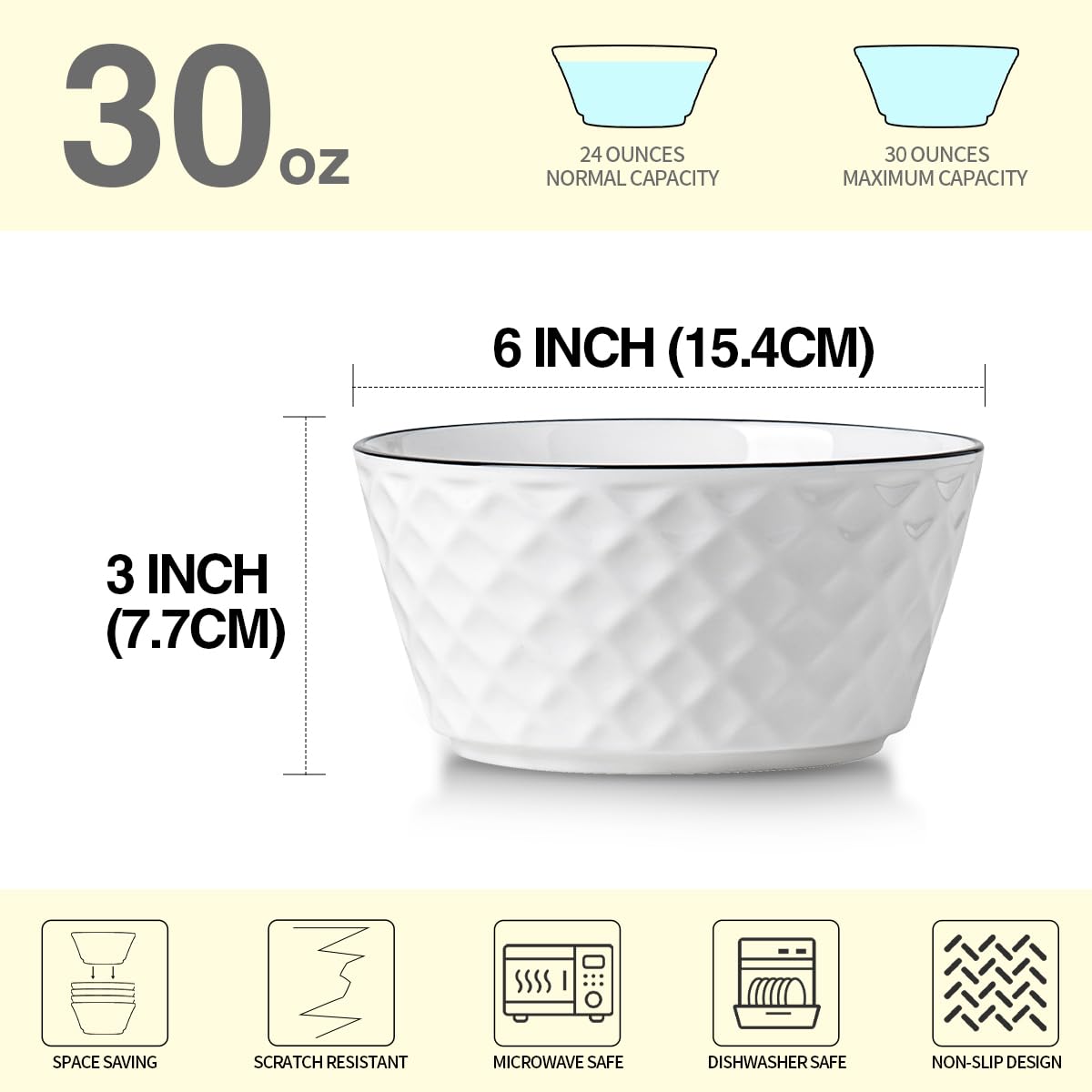 Yeacccng ceramic soup bowls set of six for versatile dining.