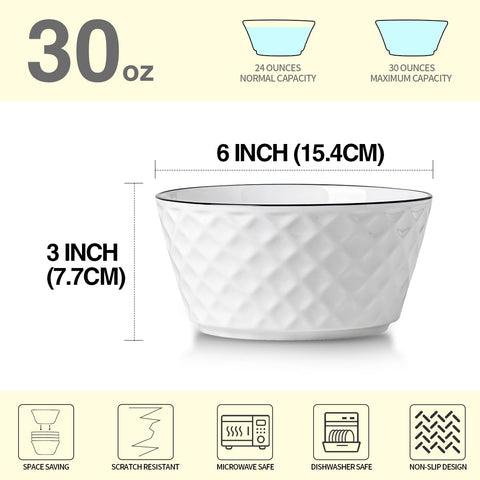 Yeacccng ceramic soup bowls set of six for versatile dining.