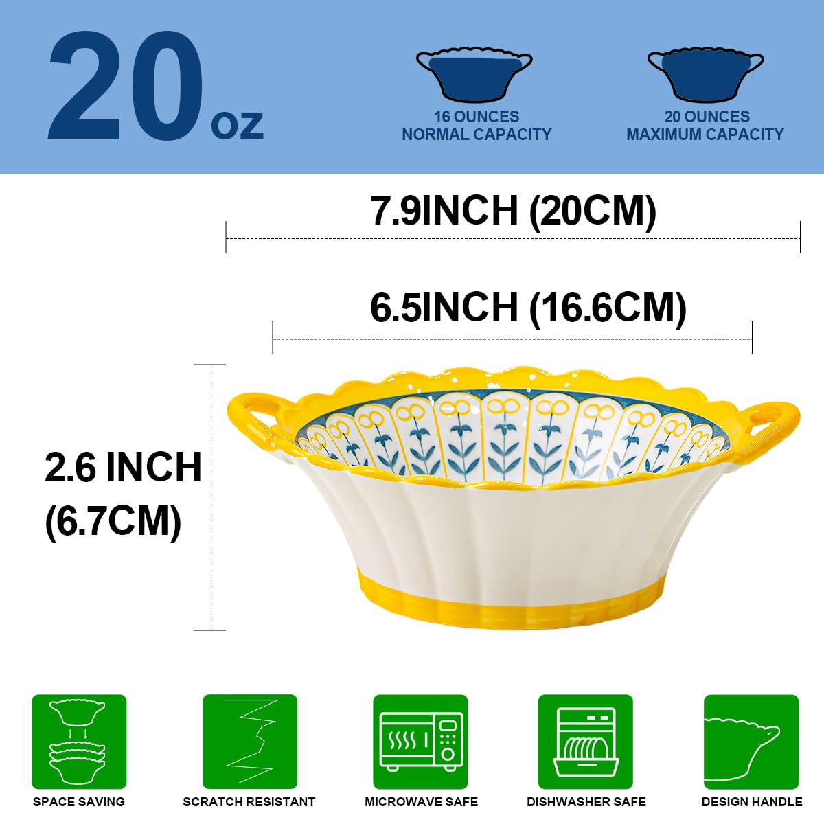 Yeacccng French onion bowls; 6.5-inch bowls ideal for brothy servings.