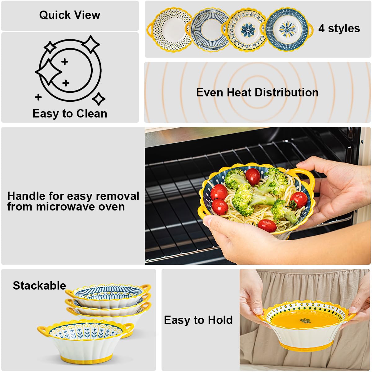 Yeacccng lead-free and cadmium-free ceramic bowls ensure family safety.
