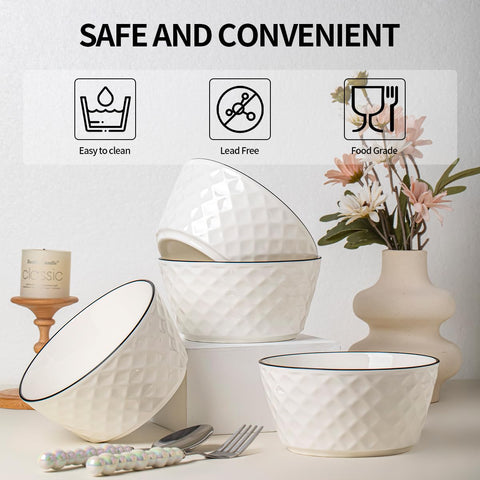 Microwave-safe Yeacccng bowls, lead-free, perfect for quick meals.