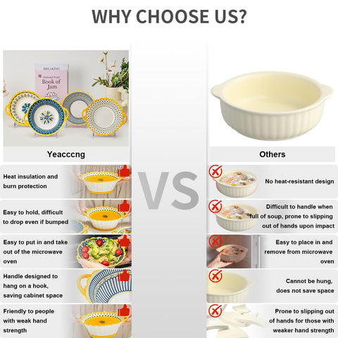 Yeacccng multi-purpose bowls suit soups, pasta, stews, and desserts.