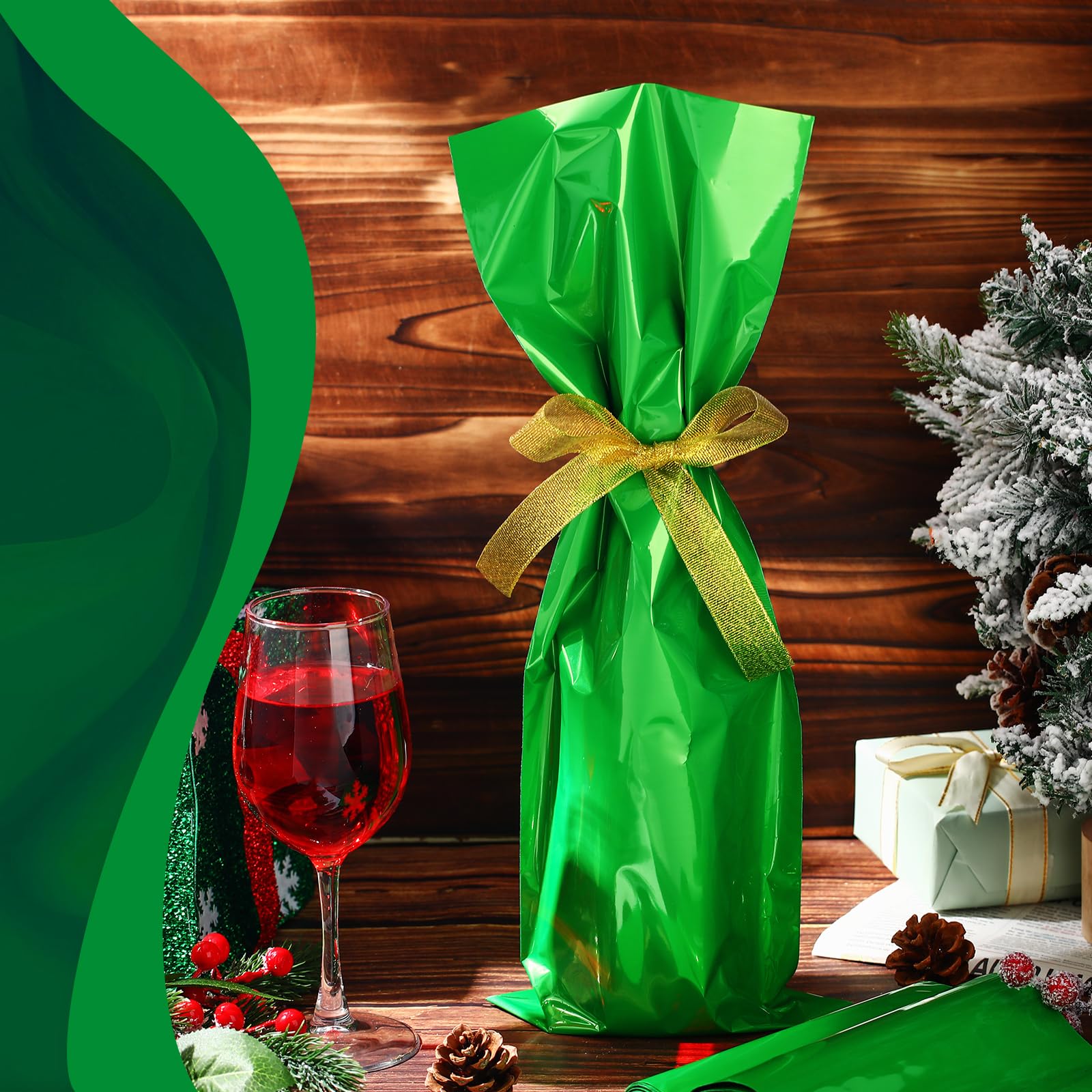 Yeaqee 50-pack metallic wine bags, convenient party gift solution