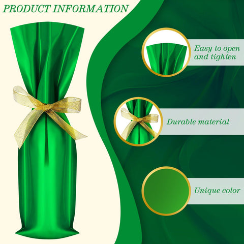 Yeaqee green wine bag with ribbon tied for elegant gifting