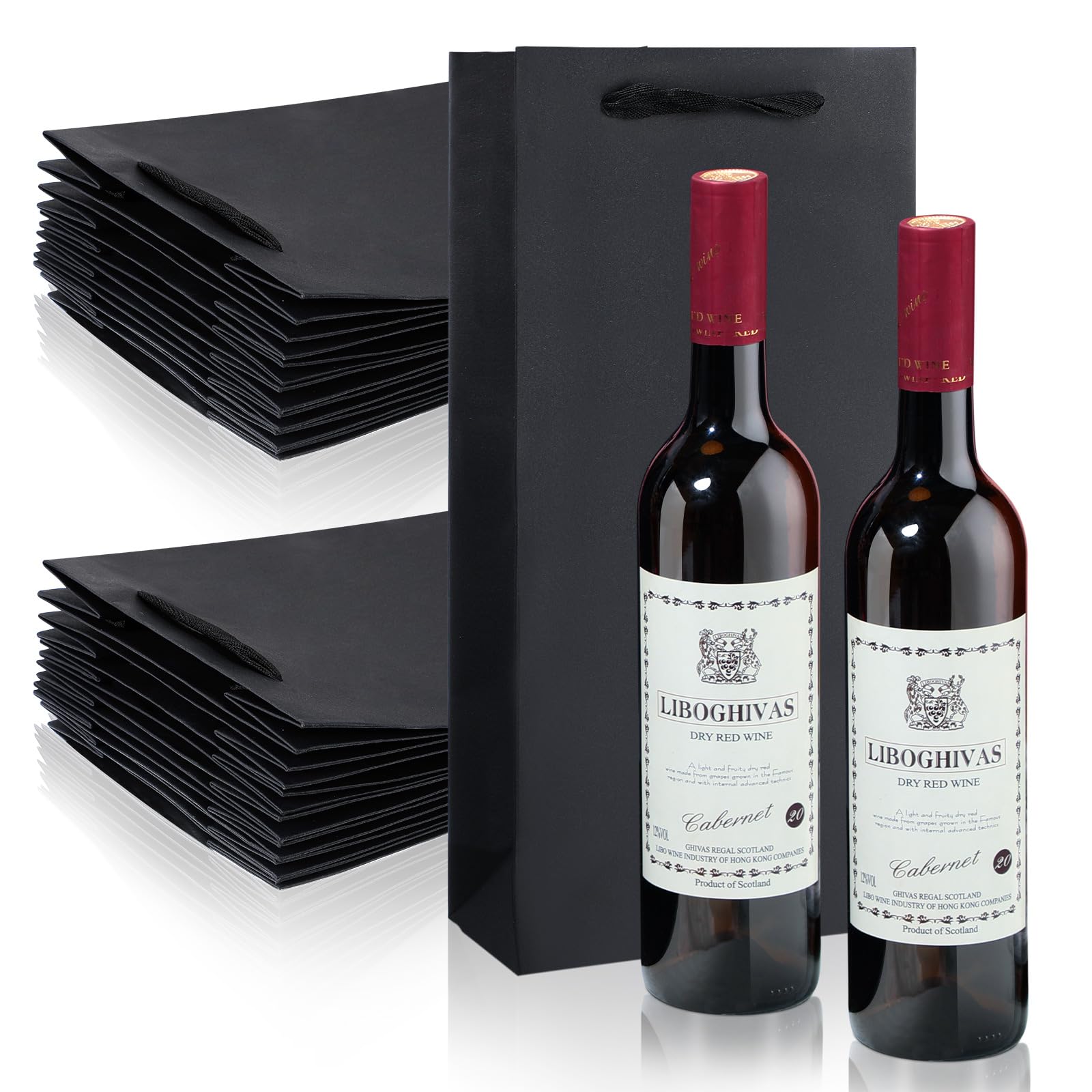 Yeaqee two-bottle wine bag with black handle for elegant gifting.