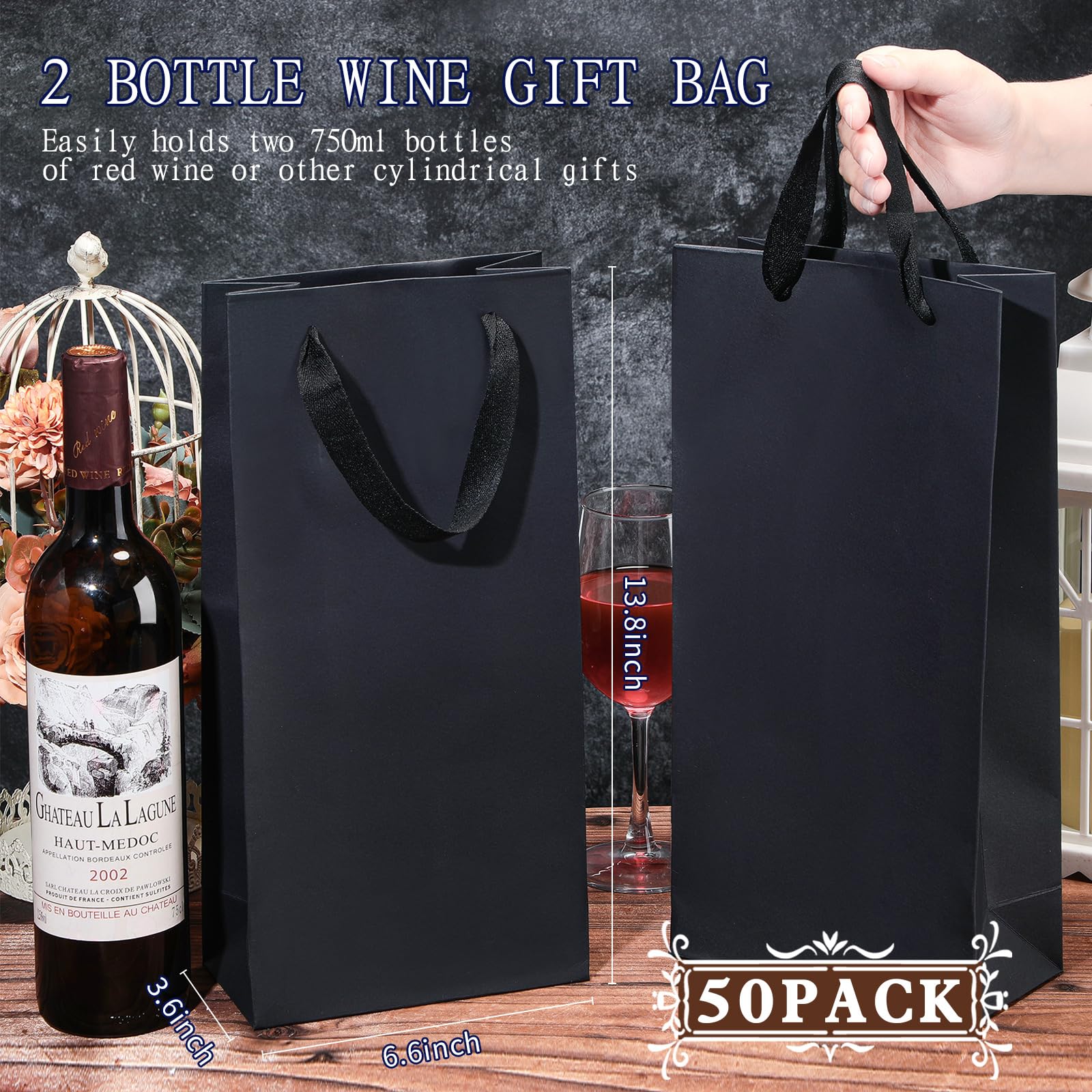 Yeaqee wine bag with reinforced bottom keeps bottles secure.