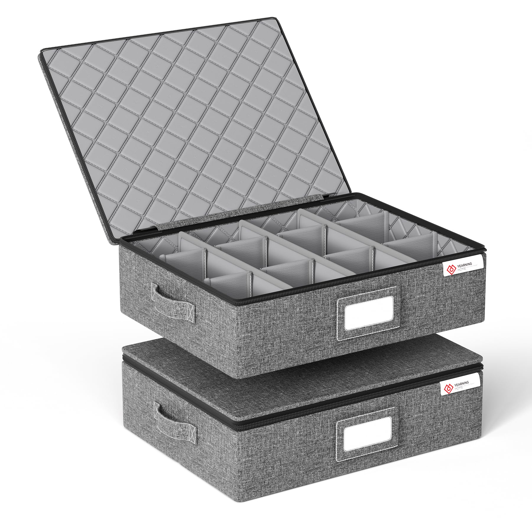 YearningHome cup storage box with hard shell interior protects mugs during storage.