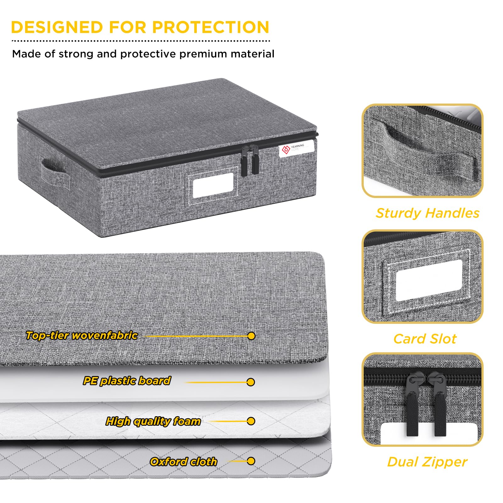 YearningHome cup storage with lid and reinforced handles for moving.