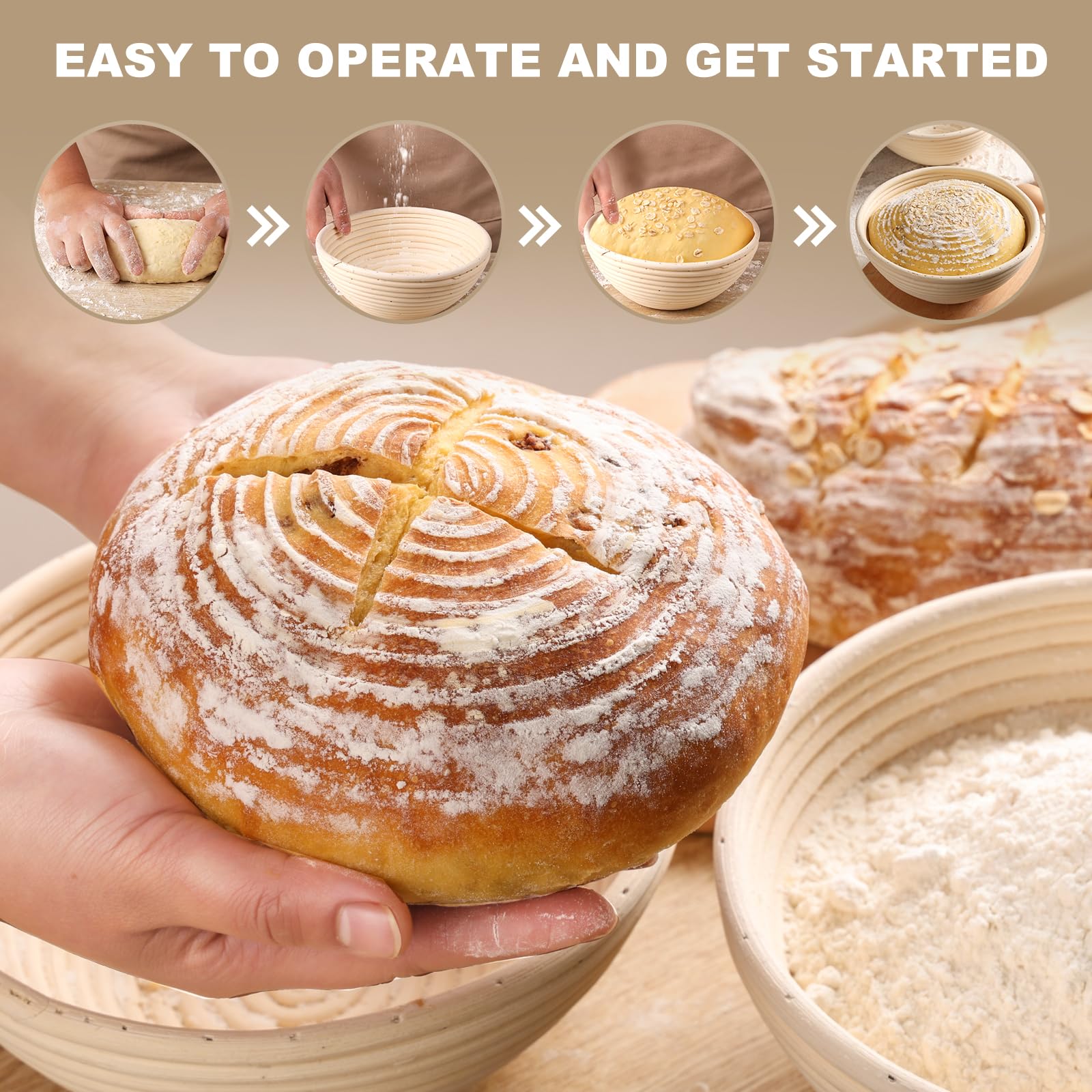 Yeatruojeet dough proofing basket in use during rise.