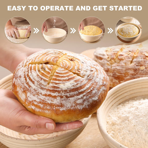 Yeatruojeet dough proofing basket in use during rise.