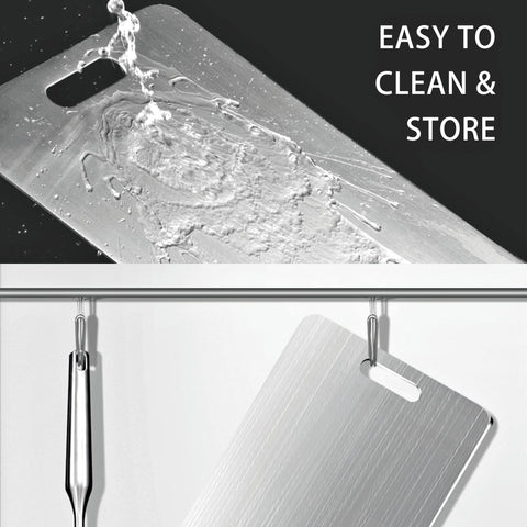 YEAVS cleaning and rinsing the cutting board after use