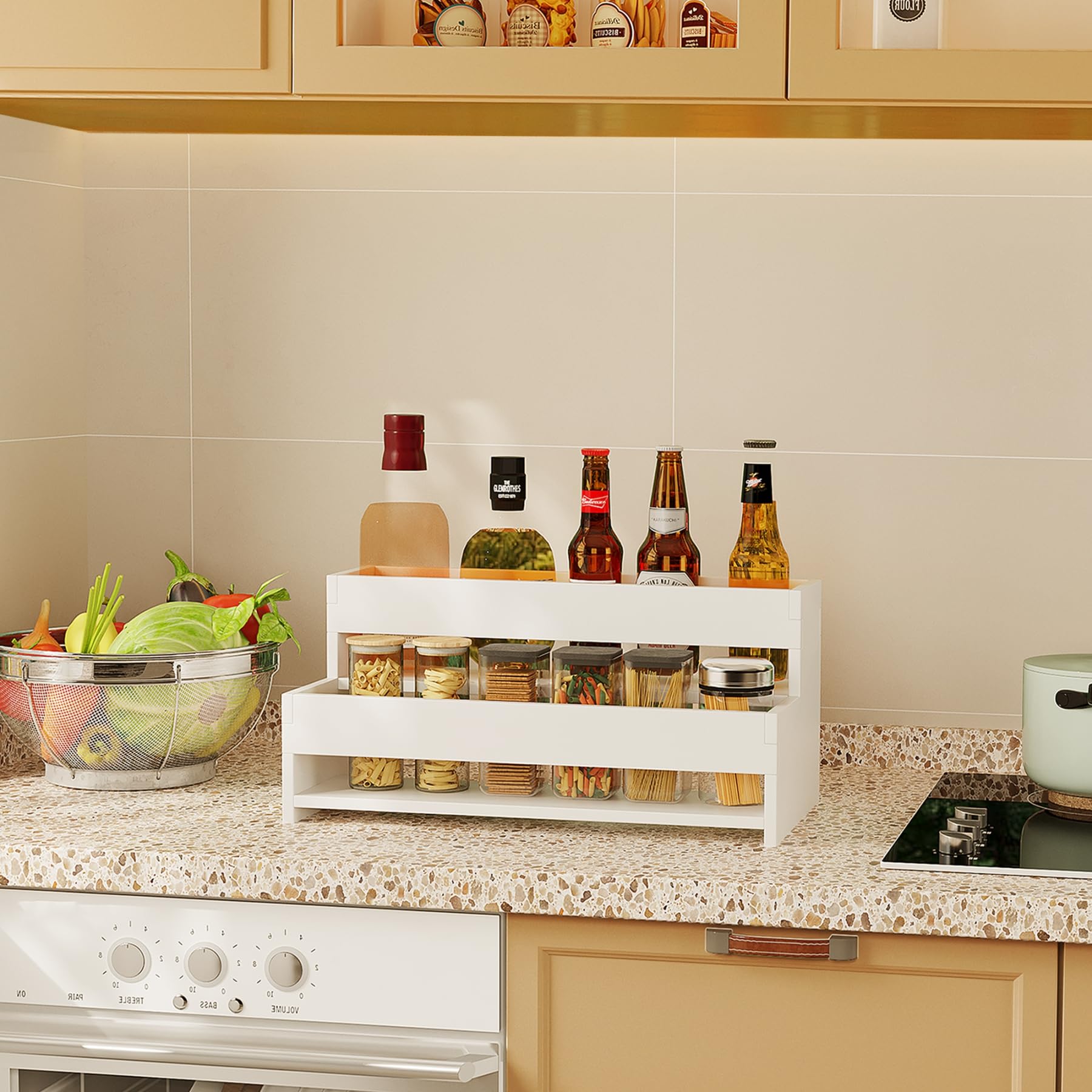 yeavs water bottle organizer countertop installation illustrates quick setup