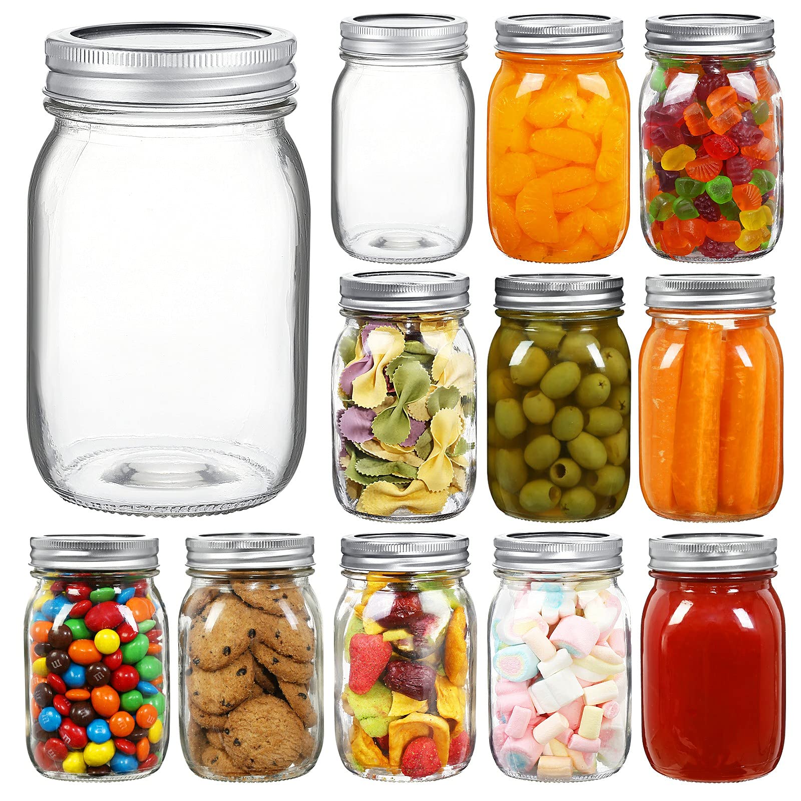 YEBODA 16oz wide-mouth mason jar with lids for easy preserving.