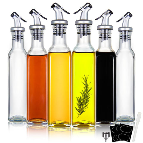 YEBODA 8oz clear glass oil dispenser bottles for precise pouring and mess-free cooking.