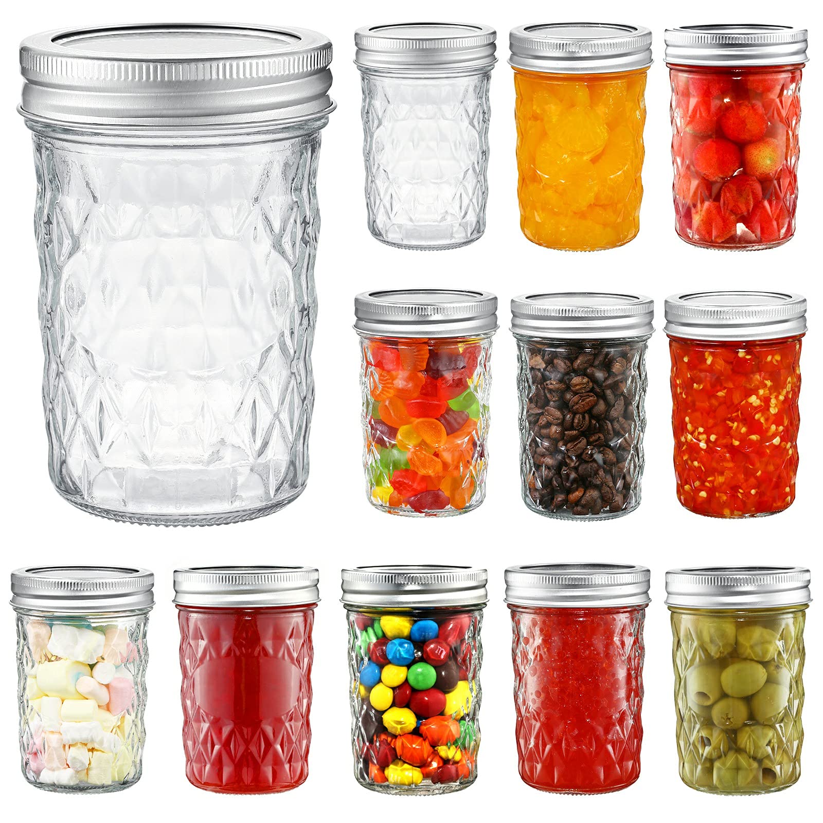YEBODA 8 oz mason jar with lid and band showing airtight seal for safe storage