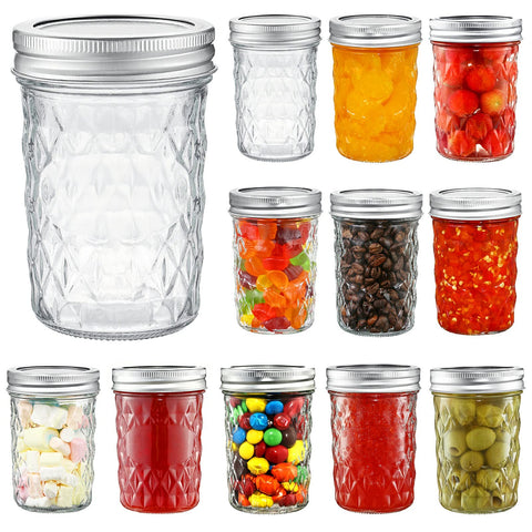 YEBODA 8 oz mason jar with lid and band showing airtight seal for safe storage