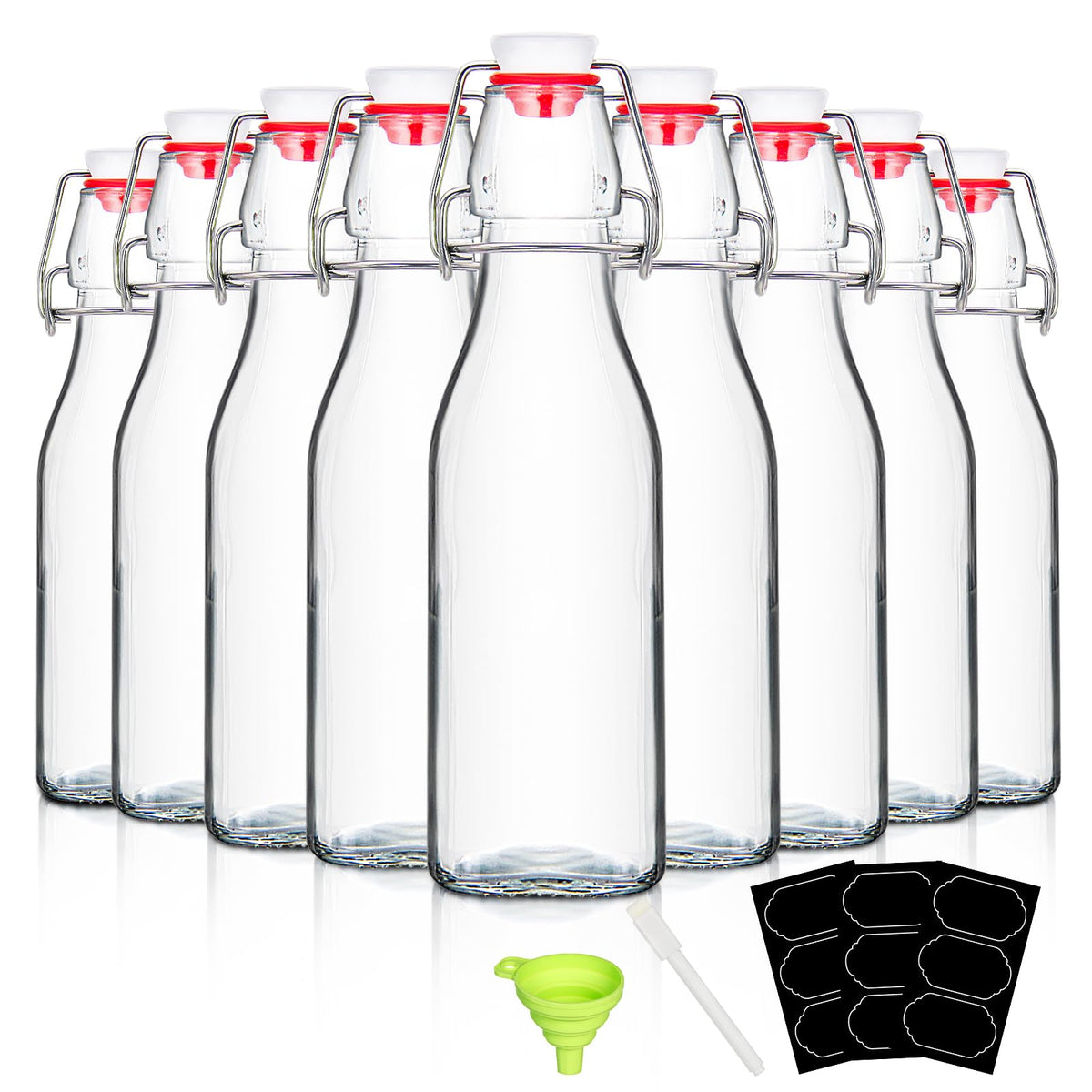 YEBODA 8oz swing-top bottle with clear glass for visibility and freshness