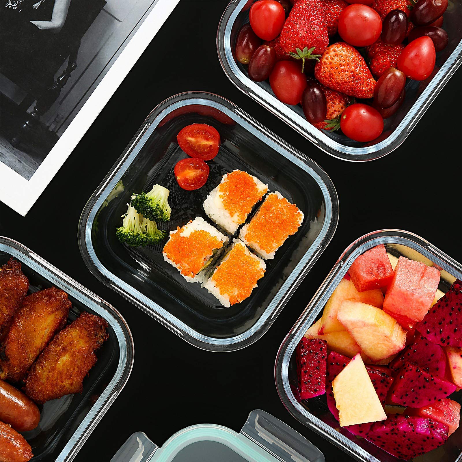 YEBODA borosilicate glass meal prep container offers clear visibility