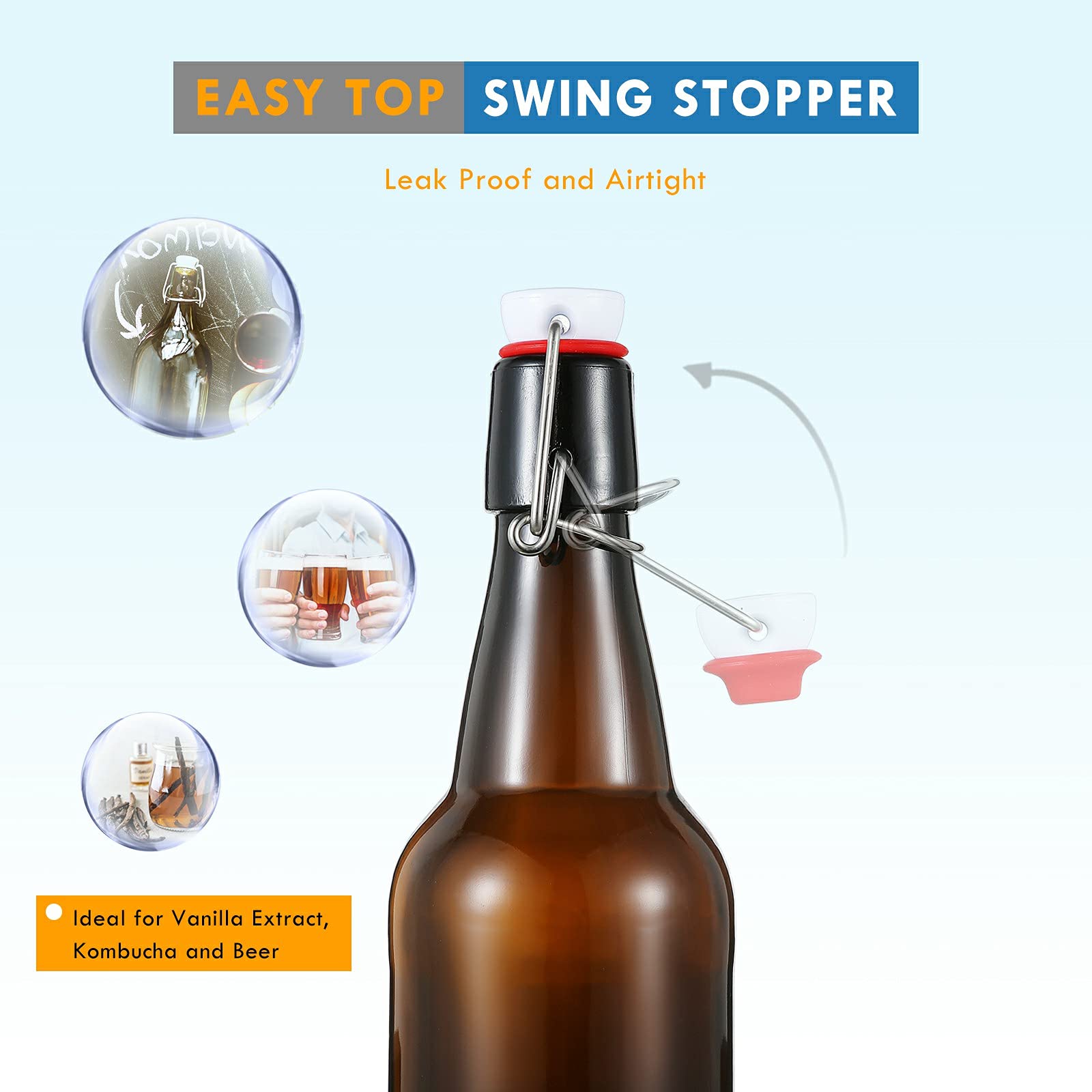 YEBODA bottle cap closeup highlighting stainless steel and gasket for reuse