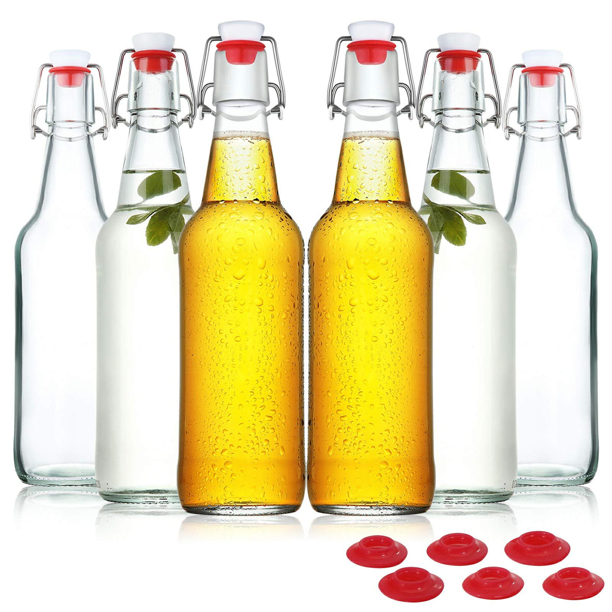 YEBODA 16oz clear glass beer bottle showcases contents clearly.