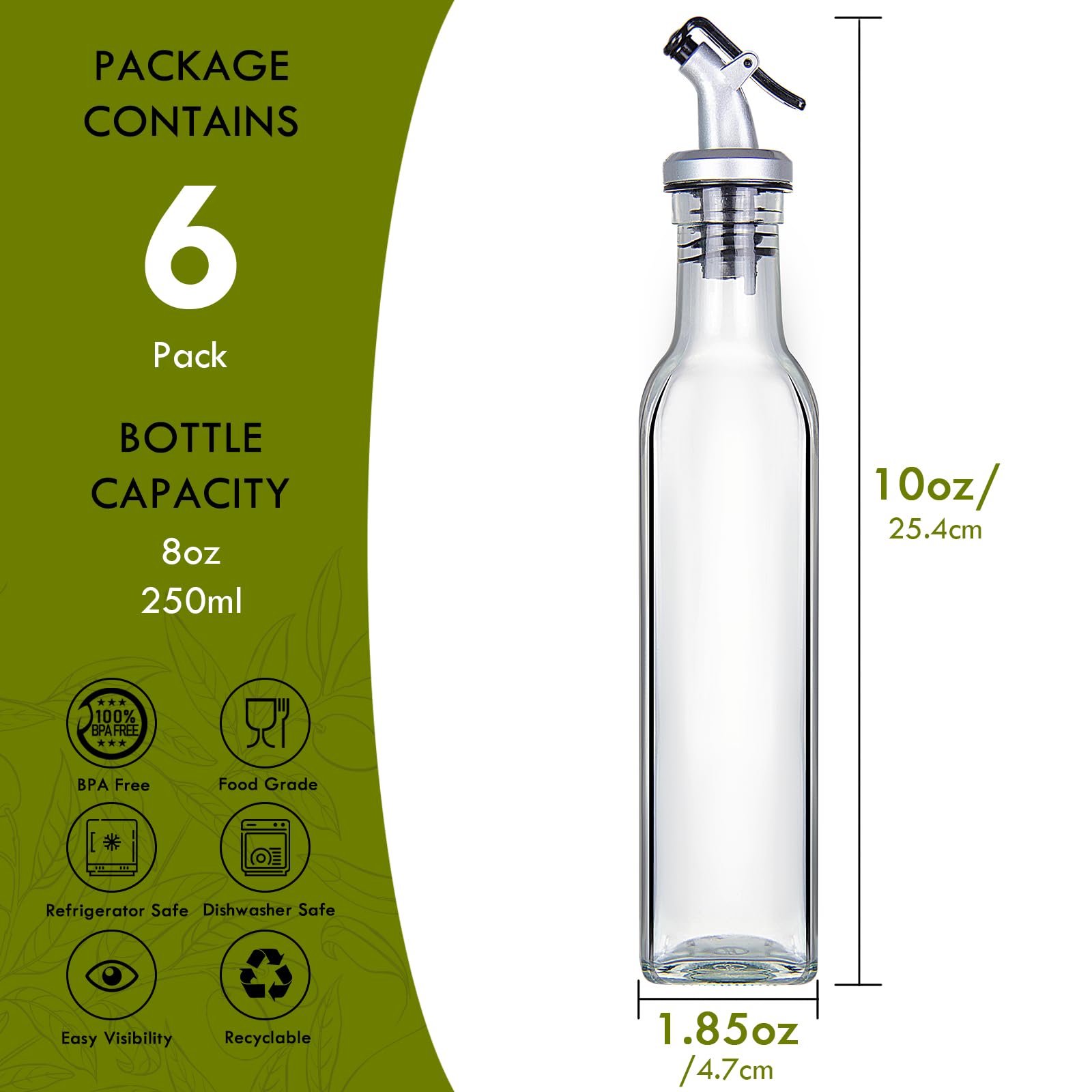 YEBODA dishwasher-safe oil dispenser bottles for quick cleanup after use.