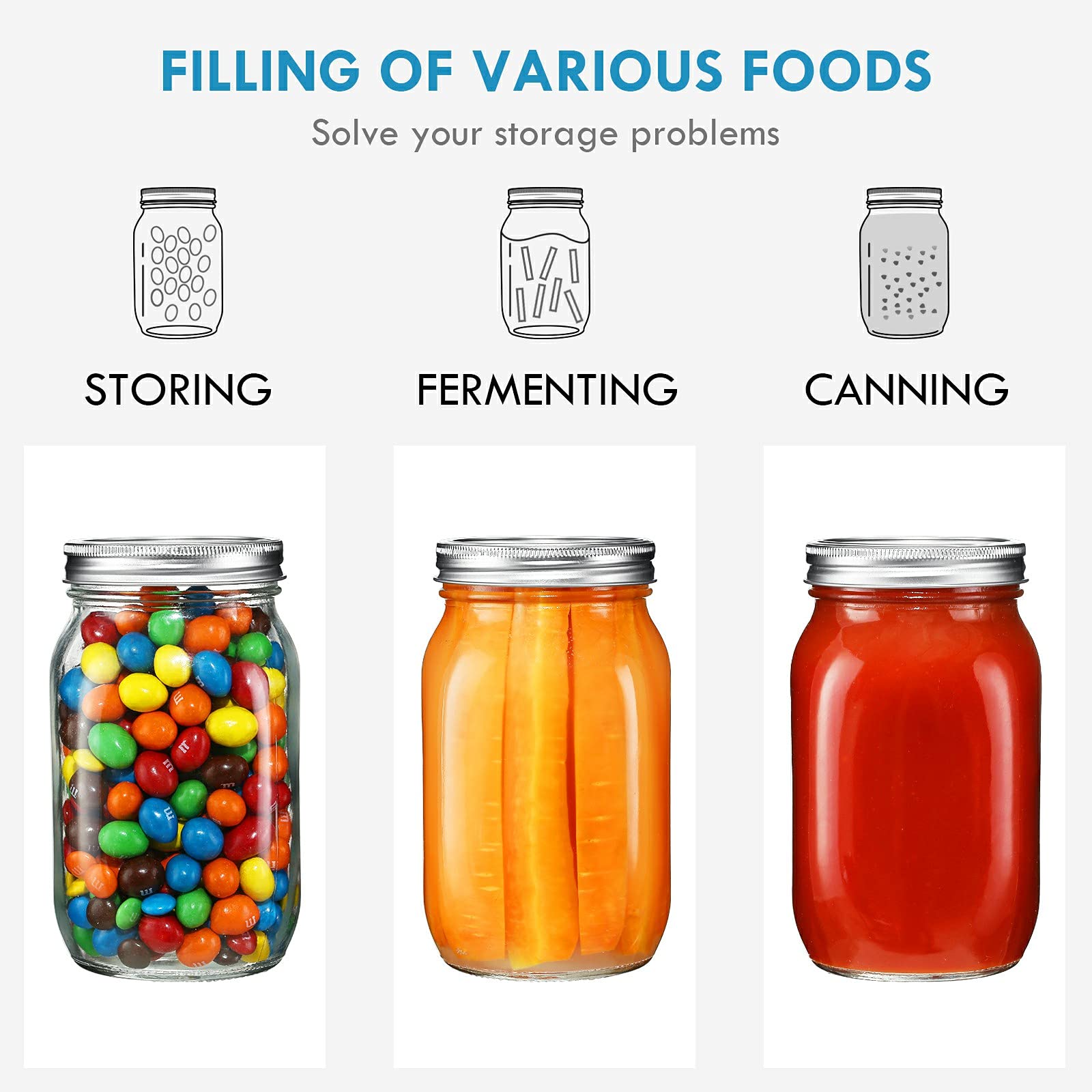 YEBODA glass jar on shelf, transparent design highlights product visibility.