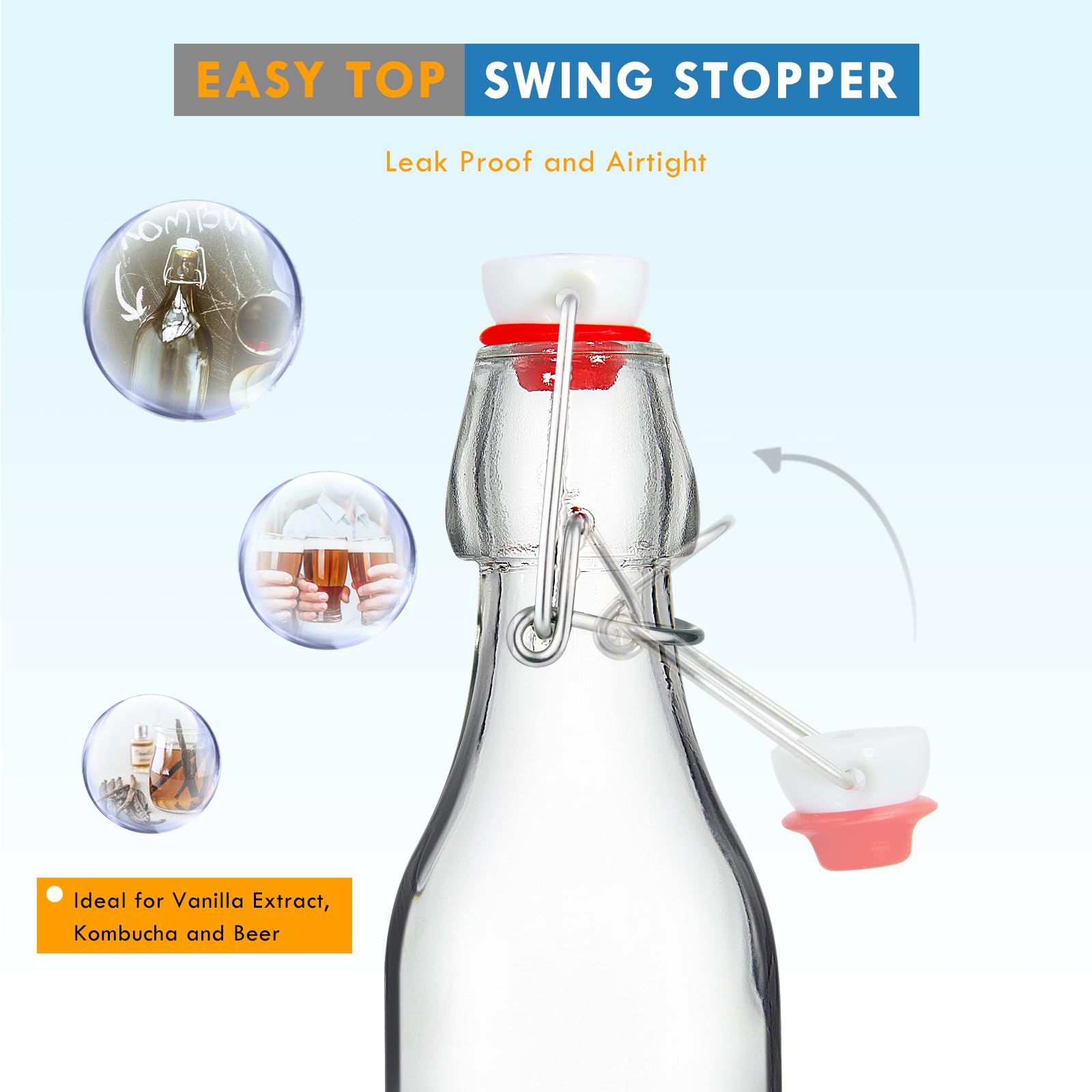 Kombucha and other beverages stored securely in YEBODA bottles