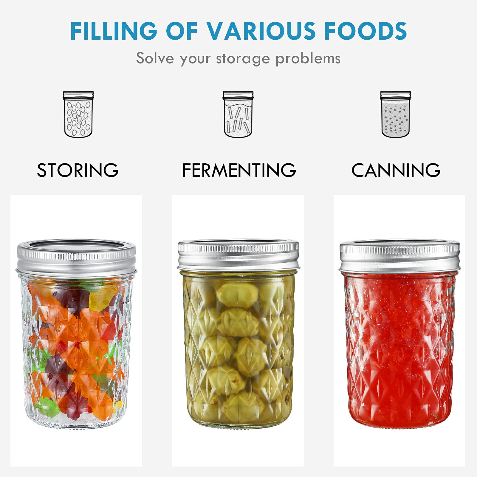 YEBODA 8 oz jar ideal for candles or DIY party favors.