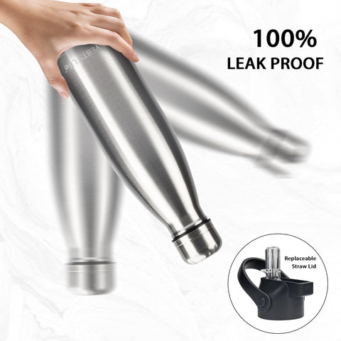Cola-shaped design of YEBTS Life insulated bottle with ergonomic grip.