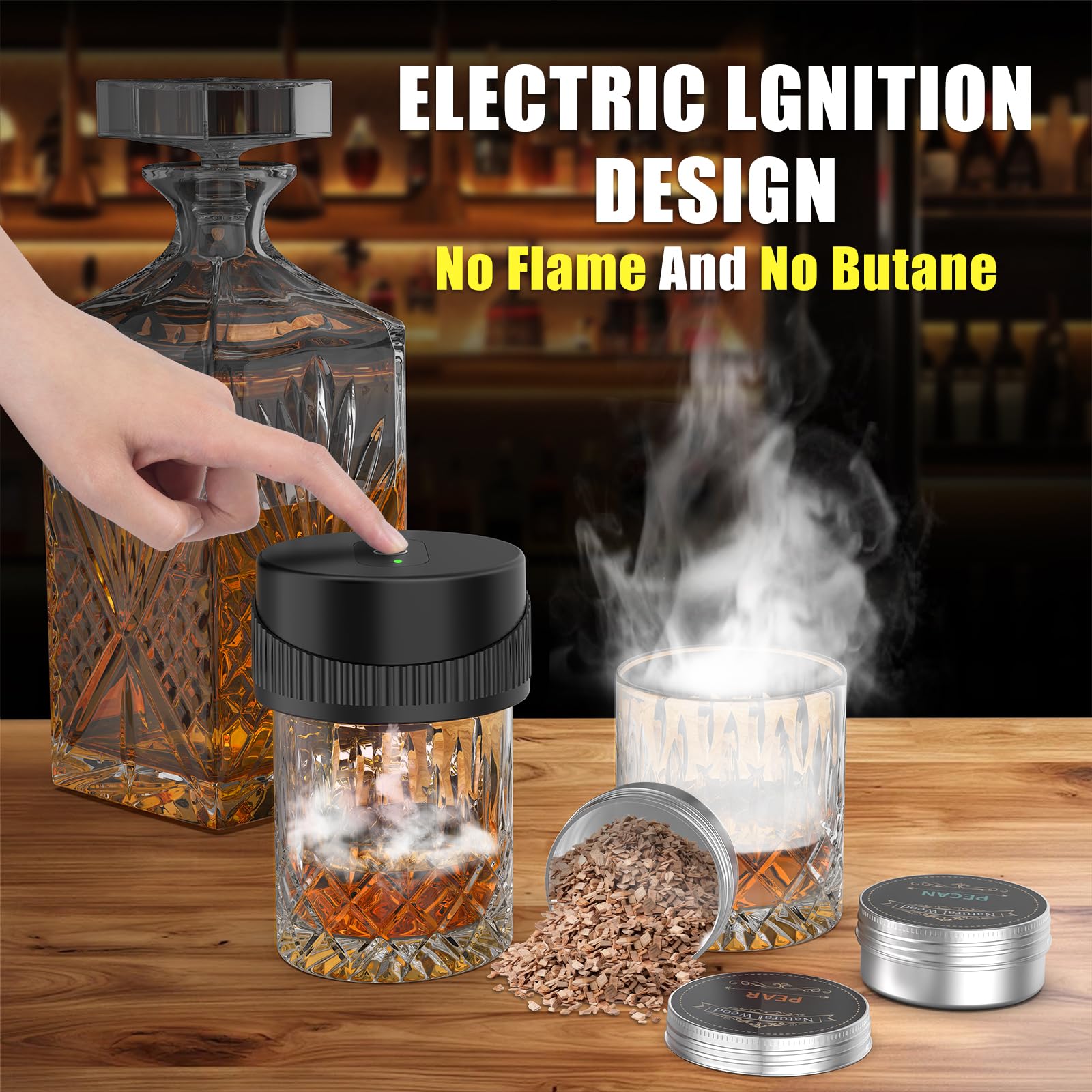 Yecuip built-in lighter feature demonstrated for safe, flameless smoking.