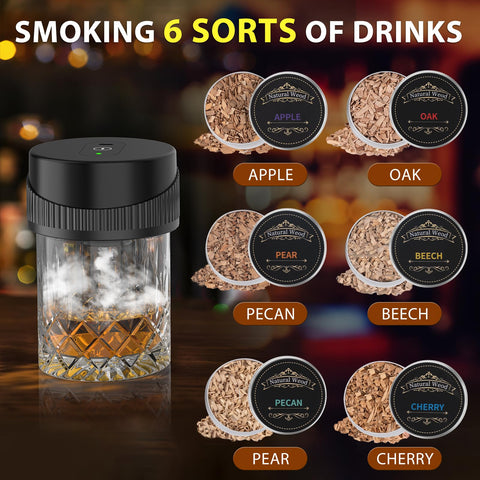 Yecuip kit in action, enhancing a cocktail with smoky aroma.