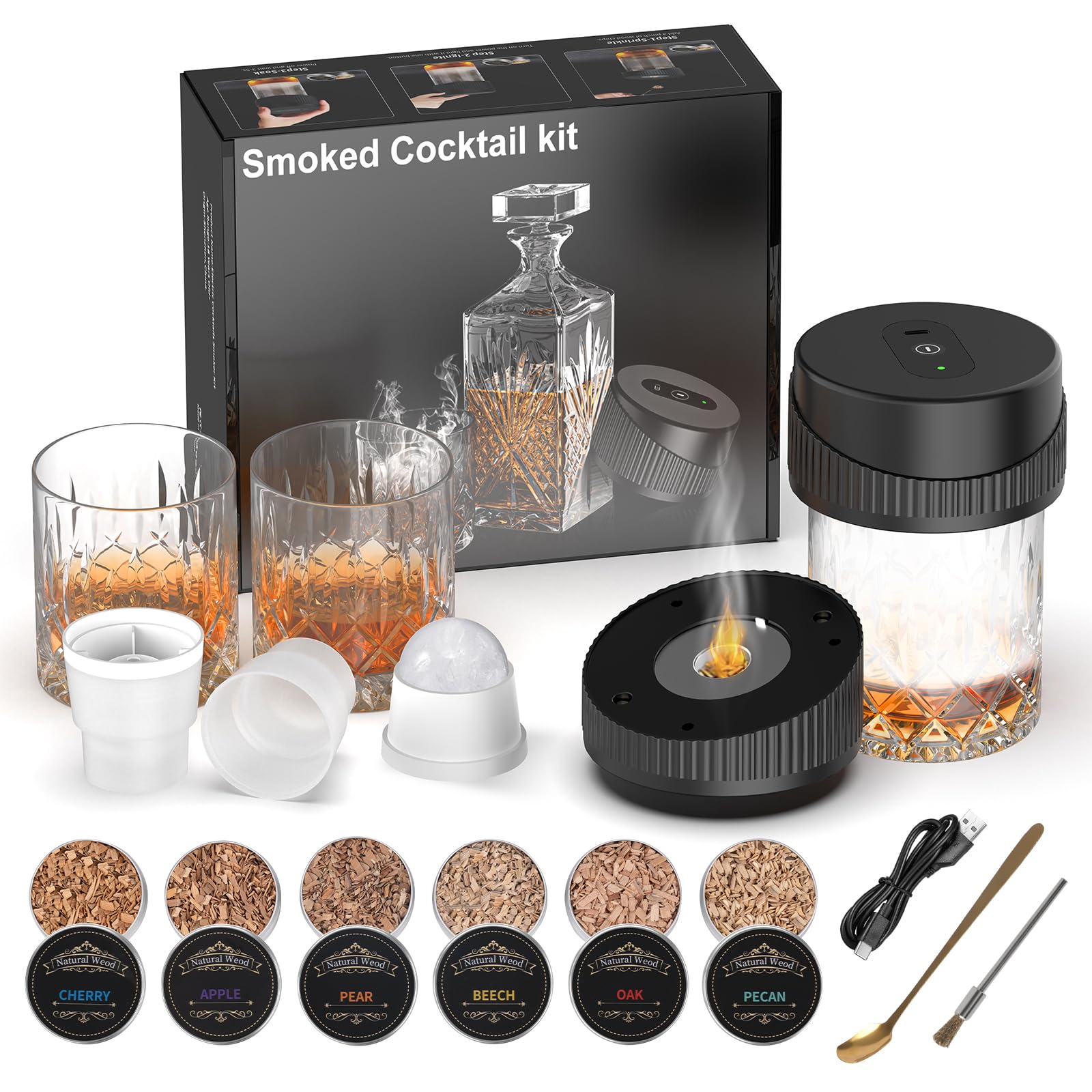 Yecuip electric cocktail smoker kit in the box, ready for gifting.