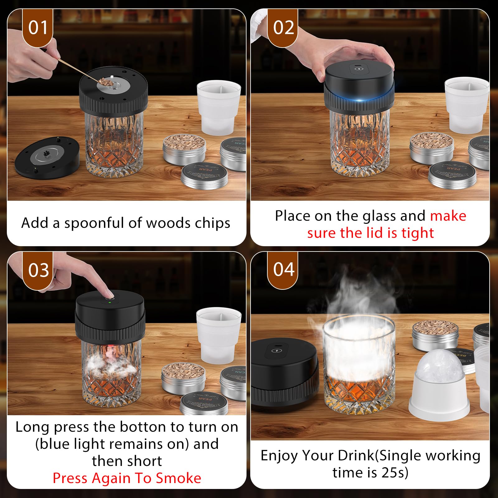 Yecuip wood chips assortment showing natural flavor options for smoking.