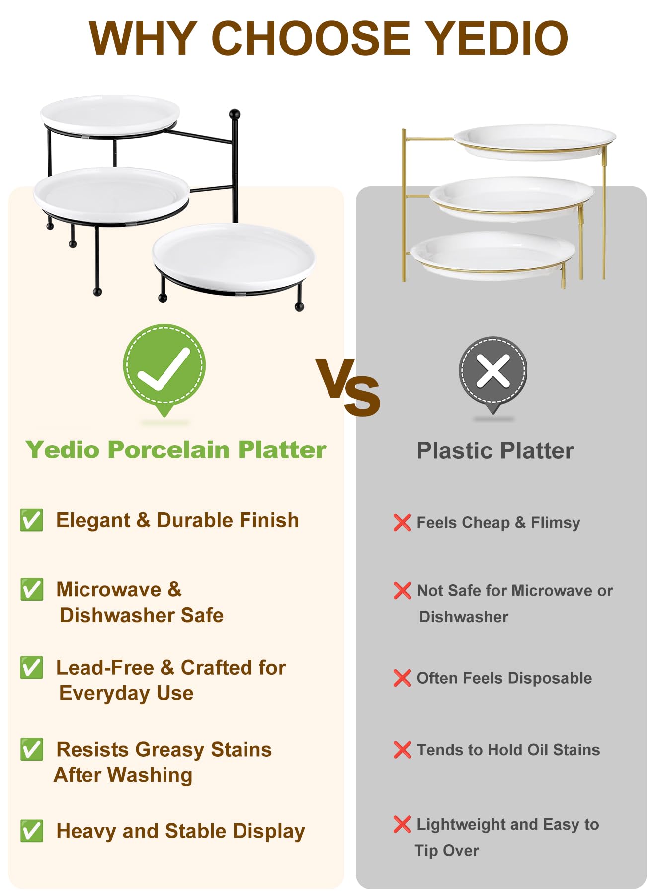 Yedio 10-inch round porcelain trays ideal for serving fruits and cookies