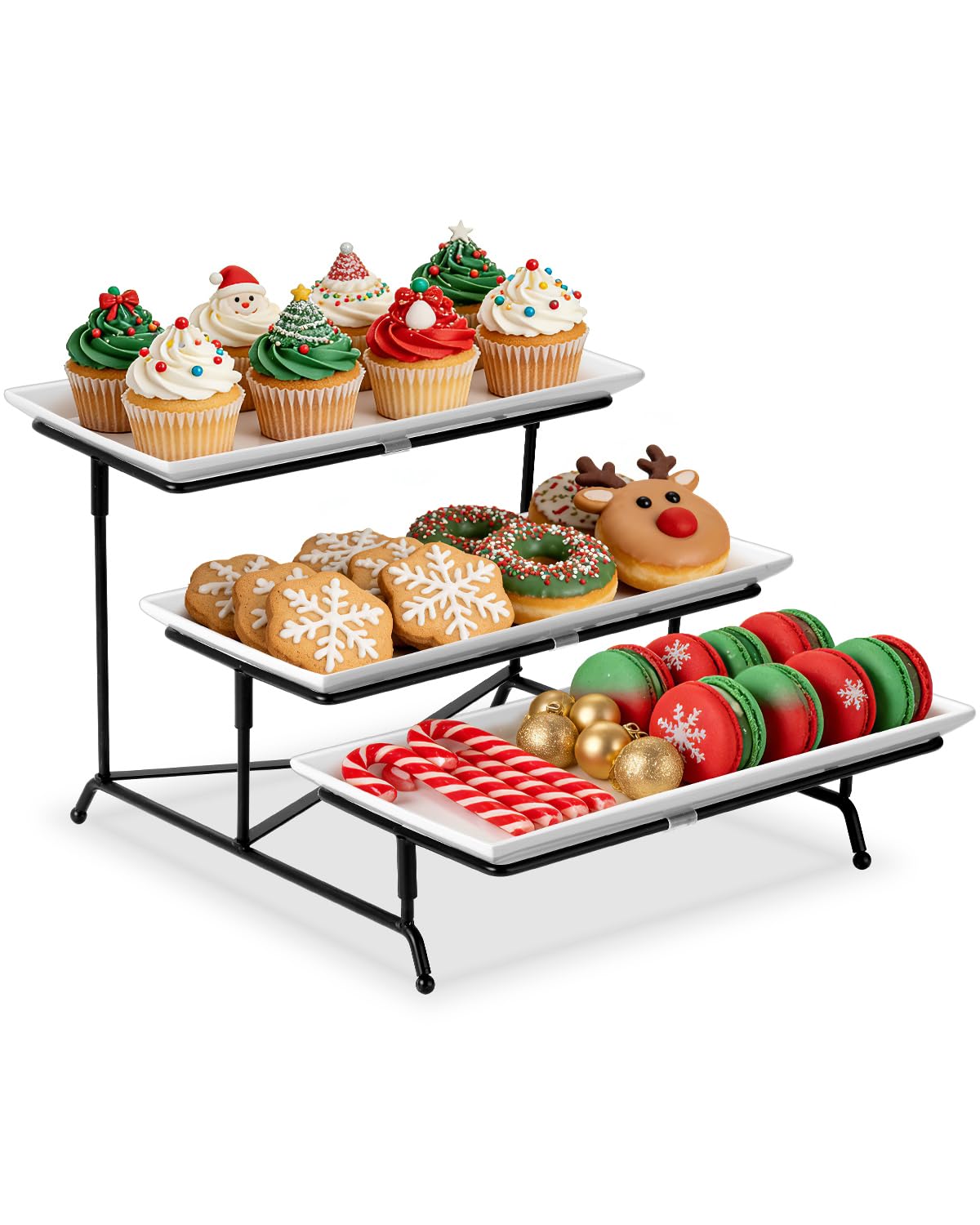 Yedio 3-tier serving tray assembly, elegant porcelain, ideal for stylish entertaining and layered food display.