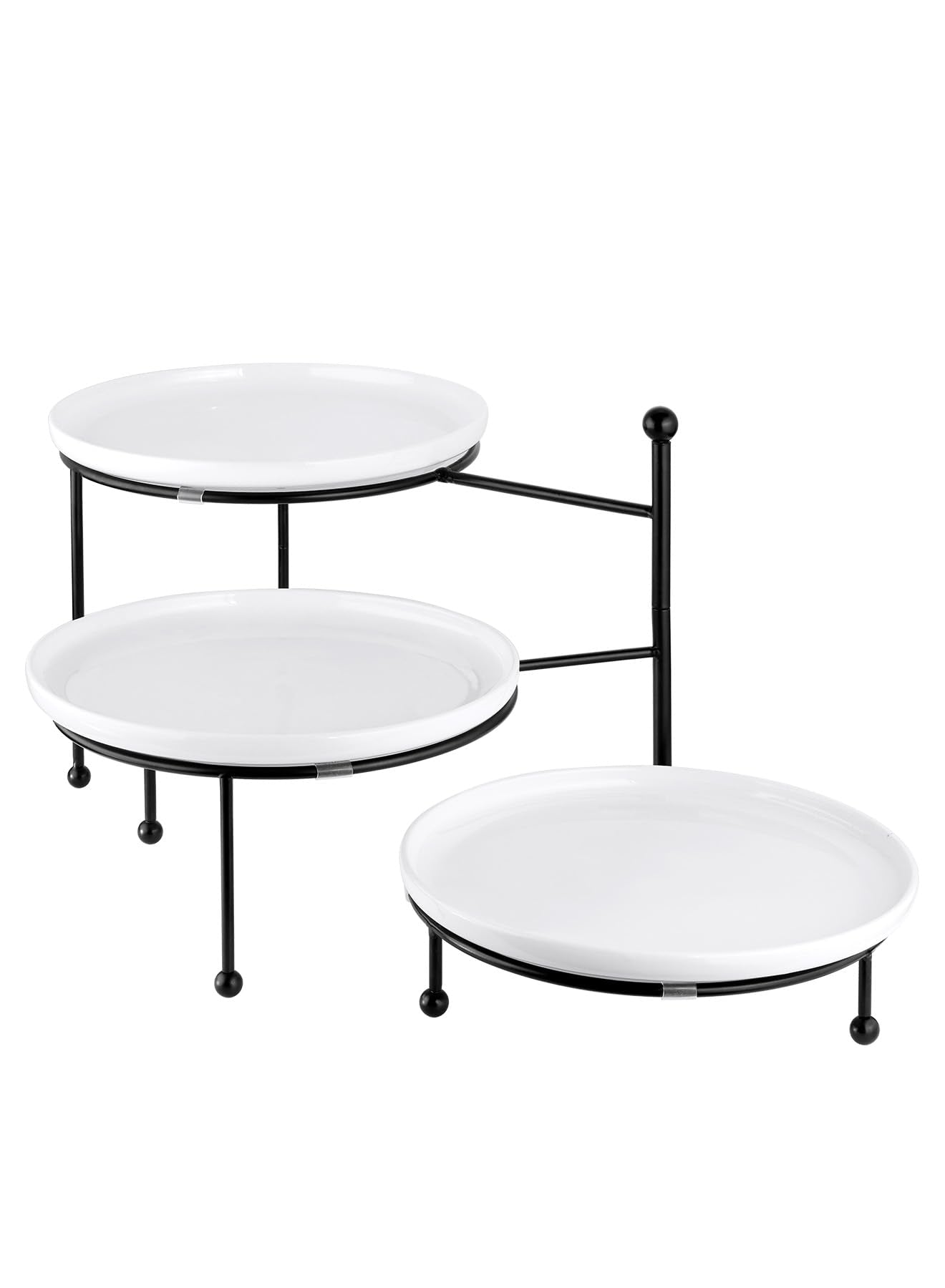 Yedio 3-tier stand with white porcelain trays for elegant dessert display