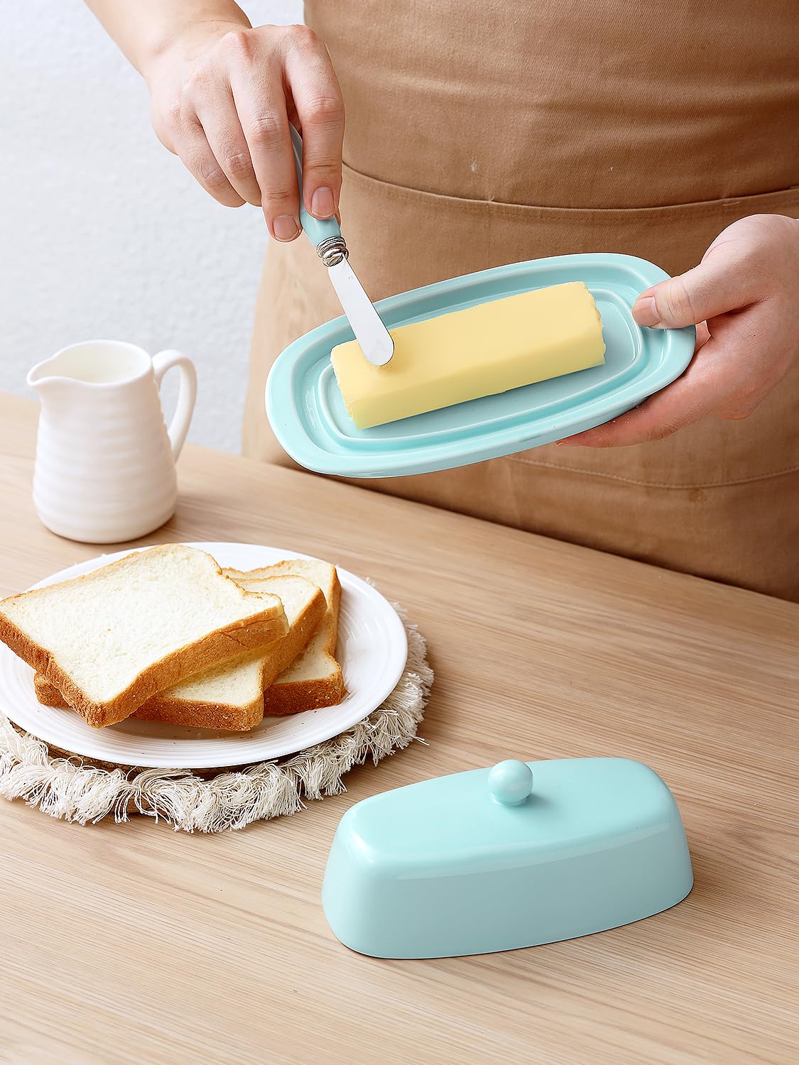Yedio ceramic butter keeper on a kitchen counter complements modern decor