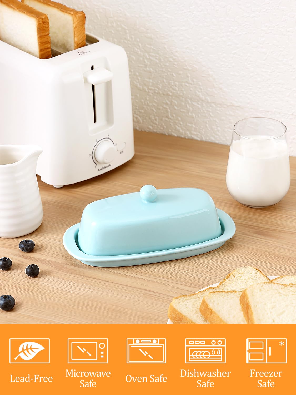 Open lid view shows smooth porcelain and space for a standard stick