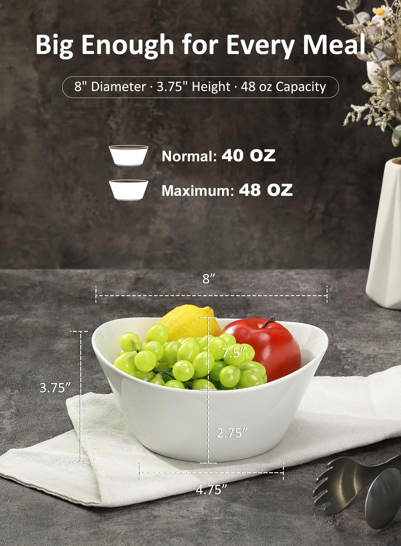 Yedio large serving bowls ideal for pasta or soup meals with family or guests.