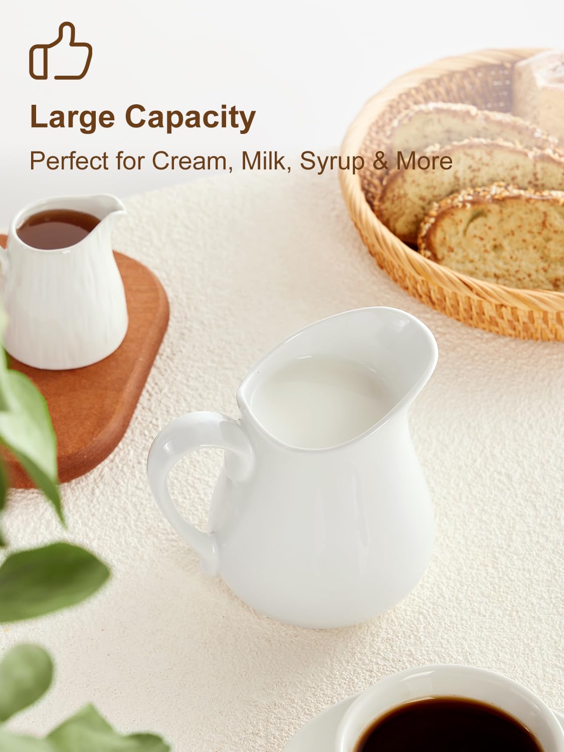 Yedio 17 oz porcelain creamer for generous portions of milk