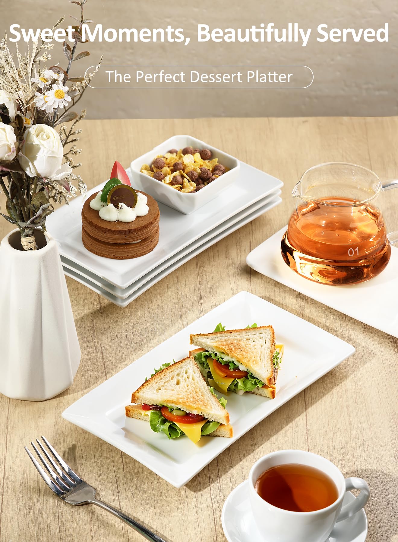 Cupcakes and desserts on a Yedio rectangular platter for elegant serving