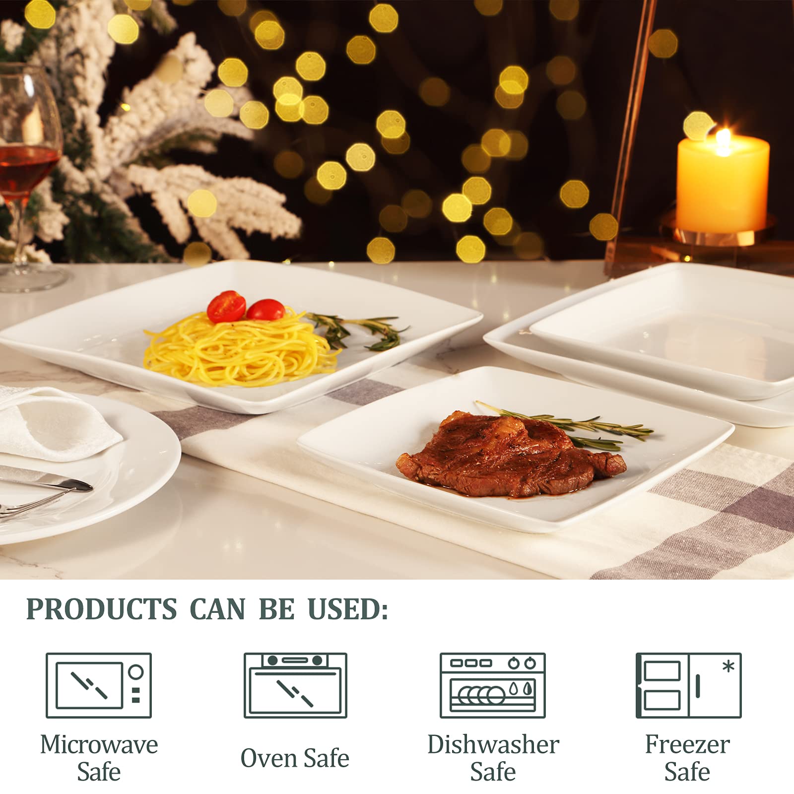 Yedio square snacks plate, 8.4 inches, versatile for appetizers and finger foods.