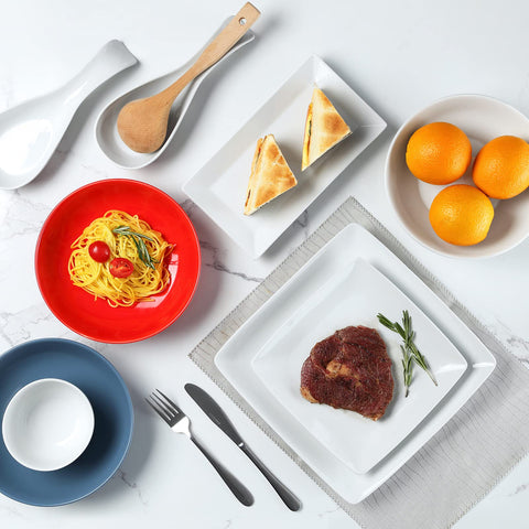 Yedio square plate for pizza presents slices neatly on white ceramic
