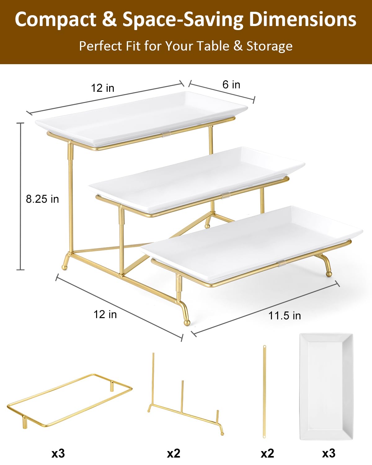 Yedio sturdy cross-bars provide stable support for layered food presentation.