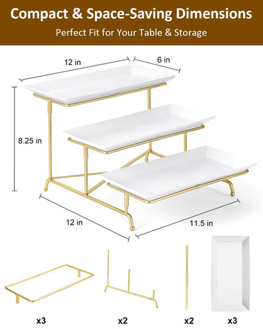 Yedio sturdy cross-bars provide stable support for layered food presentation.