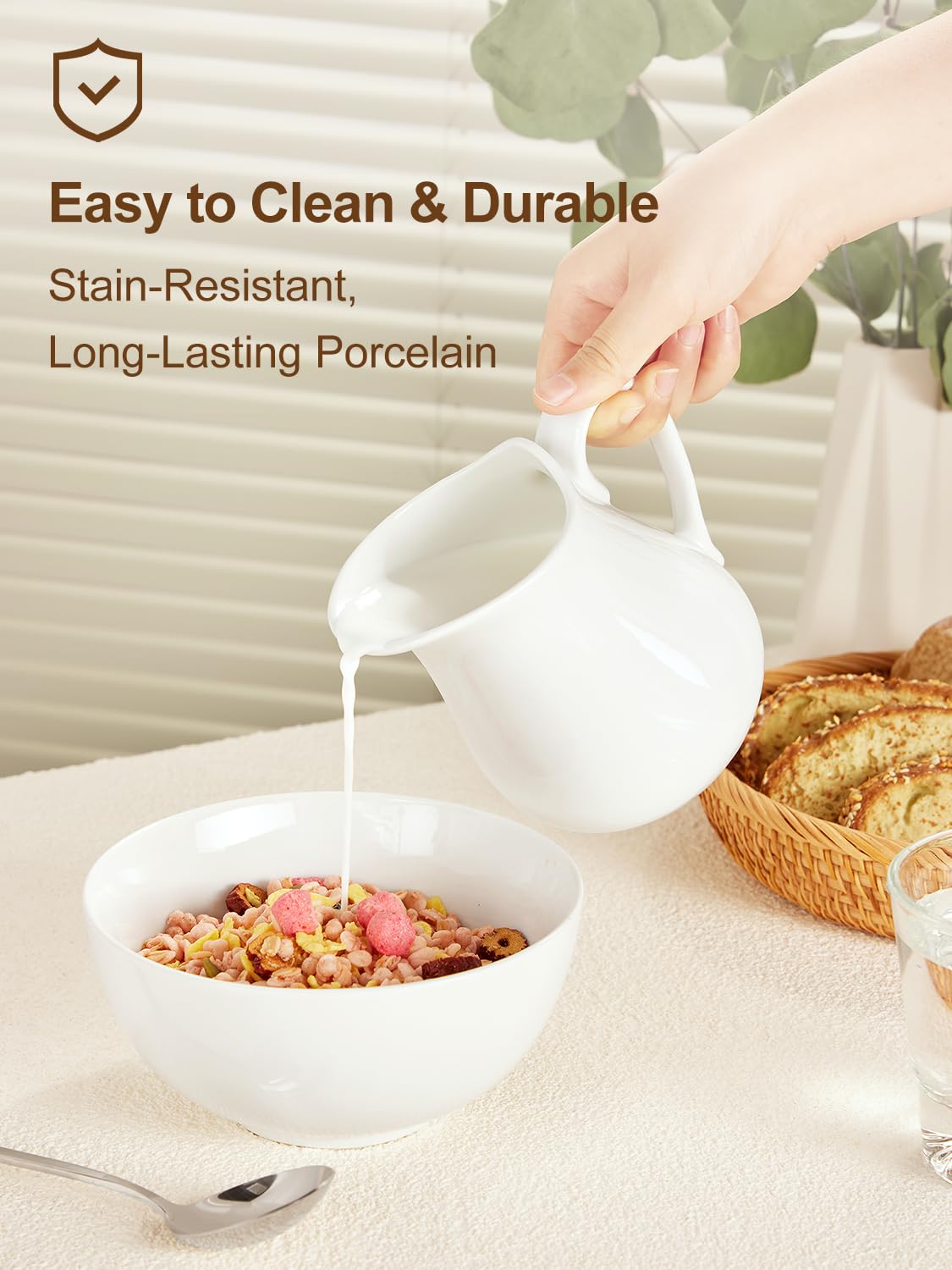 Yedio sturdy porcelain creamer pitcher built for long-lasting durability